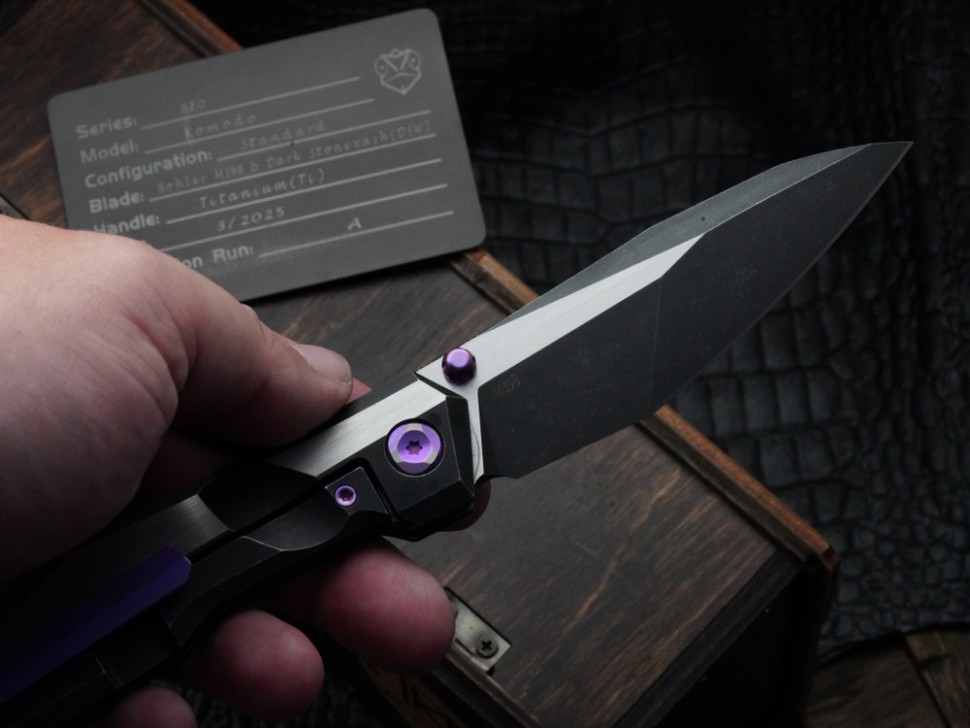 Poikilo Blade Komodo w/ Titanium Handles & Two Tone Dark Stonewash M398