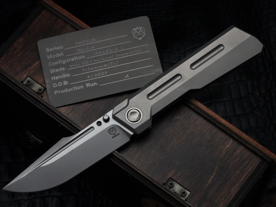 Poikilo Blade Marlin Standard 1 Pearlescent Stonewash w/ Titanium Handles & M398