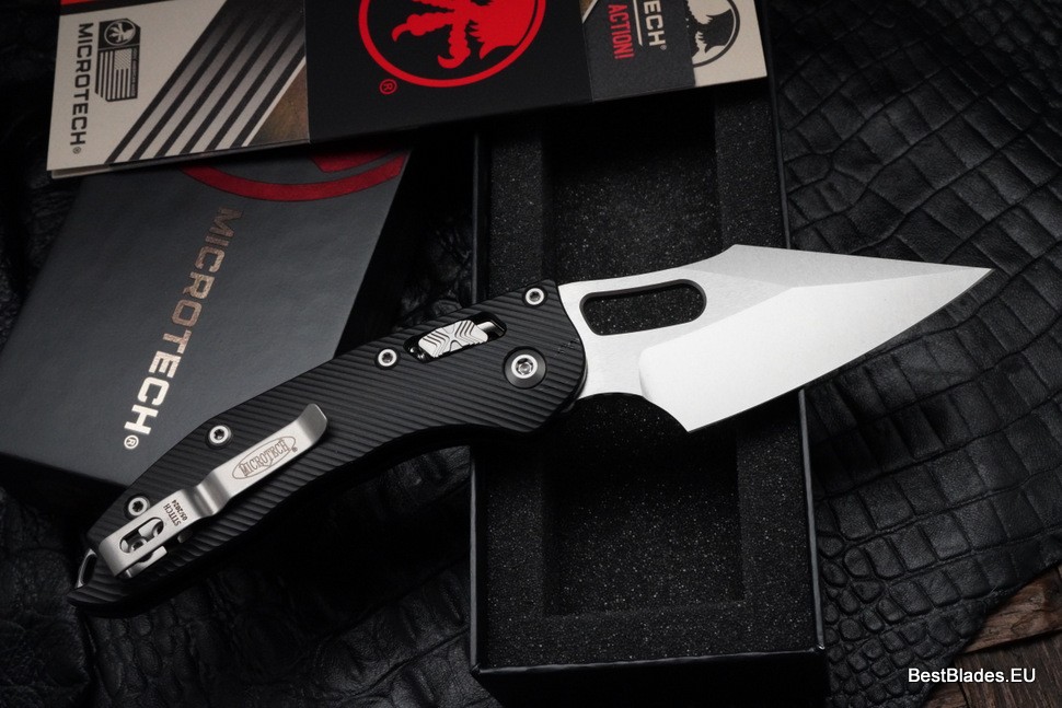 Microtech Knives Manual Stitch RAM LOK Fluted Black Aluminum & M390MK 169RL-10FL