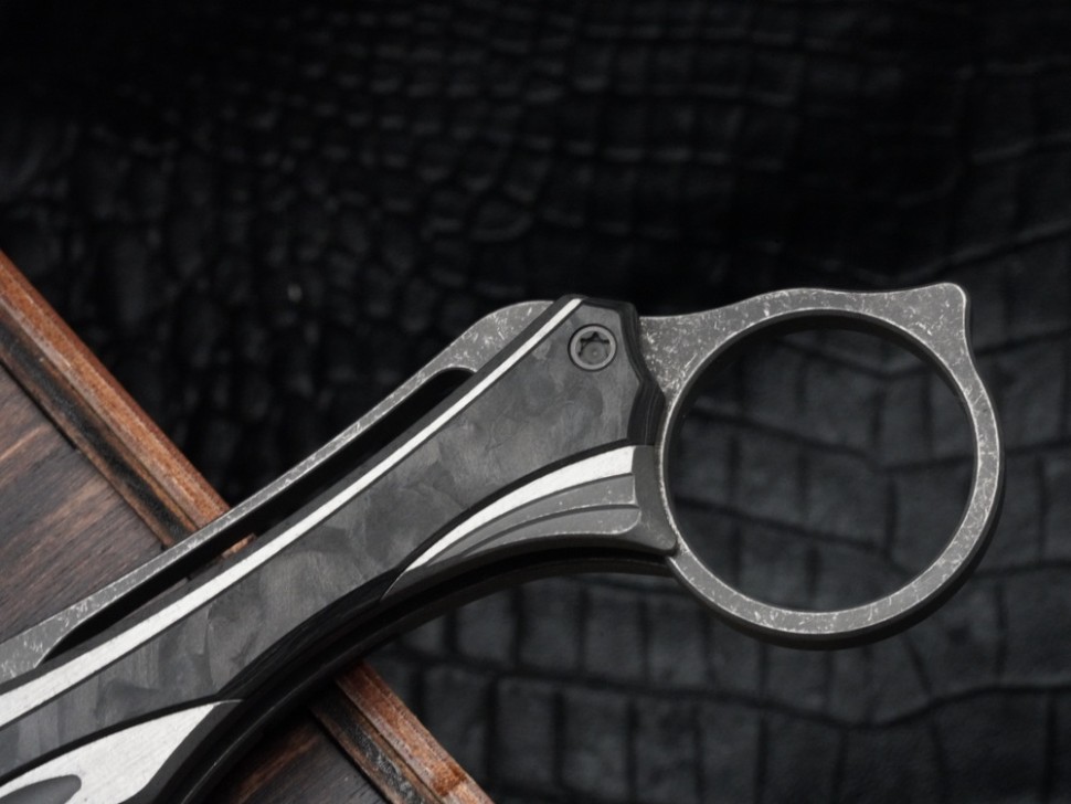 Poikilo Blade Thorny Devil w/ Titanium Black Fat Carbon Inlaid Handles & Pearlescent Stonewash M398