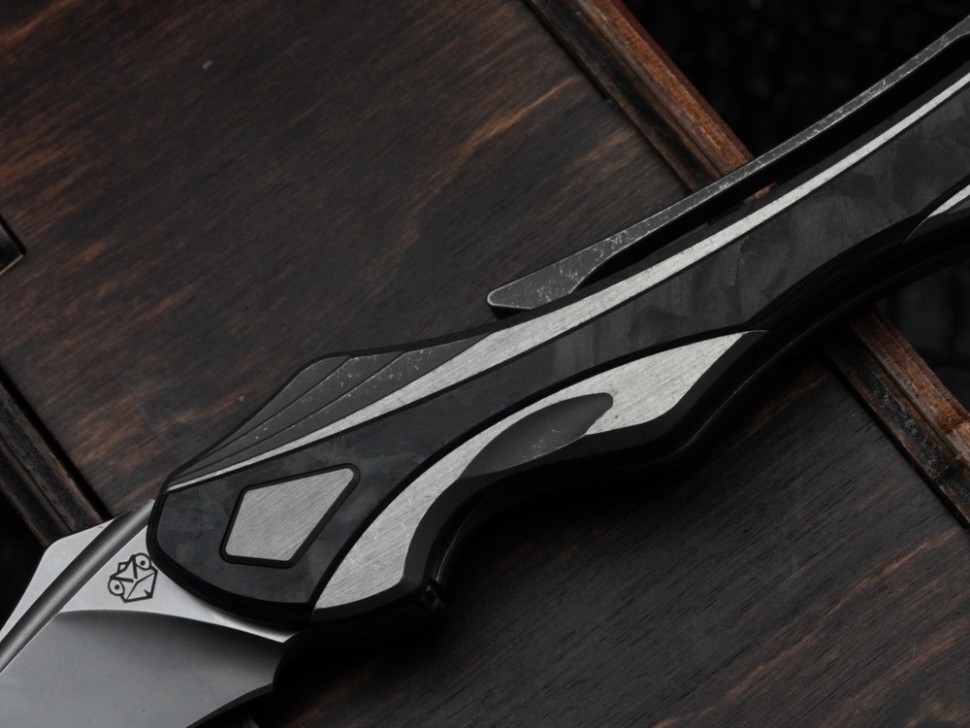 Poikilo Blade Thorny Devil w/ Titanium Black Fat Carbon Inlaid Handles & Pearlescent Stonewash M398