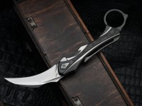 Poikilo Blade Thorny Devil w/ Titanium Black Fat Carbon Inlaid Handles &amp; Pearlescent Stonewash M398