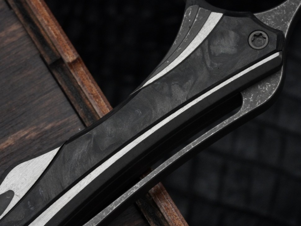 Poikilo Blade Thorny Devil w/ Titanium Black Fat Carbon Inlaid Handles & Pearlescent Stonewash M398