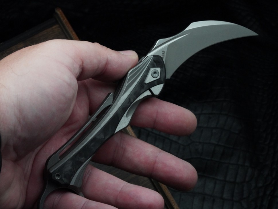 Poikilo Blade Thorny Devil w/ Titanium Black Fat Carbon Inlaid Handles & Pearlescent Stonewash M398