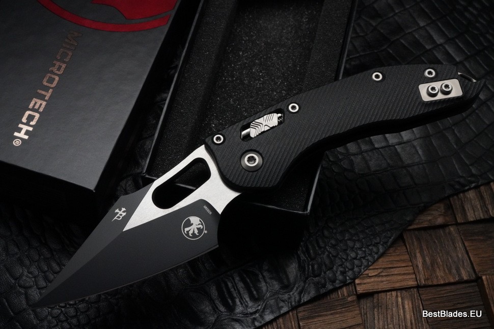 Microtech Knives Manual Stitch RAM LOK Fluted Black G-10 & Partial Serrated M390MK 169RL-11FLGTBK