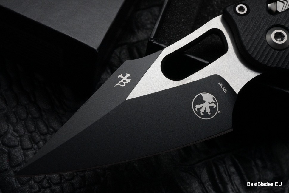 Microtech Knives Manual Stitch RAM LOK Fluted Black G-10 & Partial Serrated M390MK 169RL-11FLGTBK