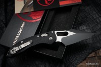 Microtech Knives Manual Stitch RAM LOK Fluted Black G-10 &amp; Partial Serrated M390MK 169RL-11FLGTBK