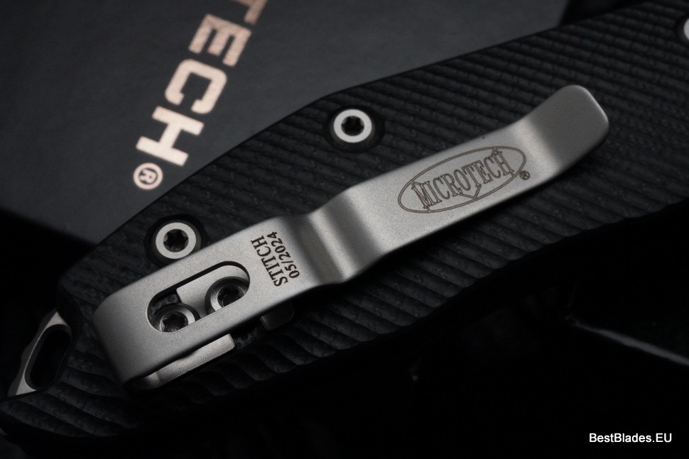 Microtech Knives Manual Stitch RAM LOK Fluted Black G-10 & Partial Serrated M390MK 169RL-11FLGTBK