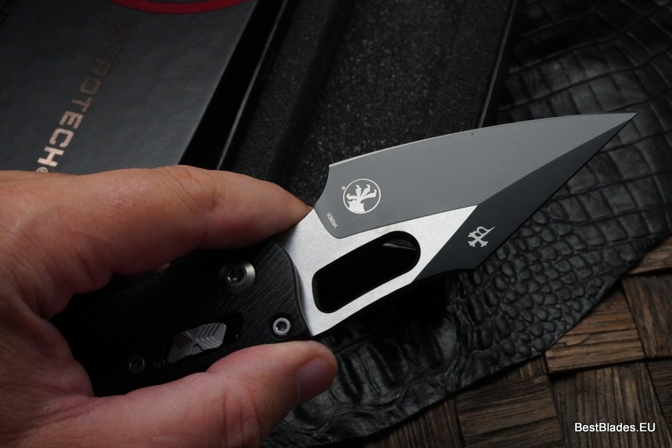 Microtech Knives Manual Stitch RAM LOK Fluted Black G-10 & Partial Serrated M390MK 169RL-11FLGTBK