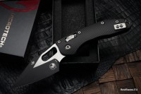 Microtech Knives Manual Stitch RAM LOK Fluted Black Aluminum &amp; Two Tone Black M390MK 169RL-1FL