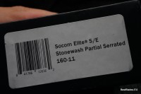 Microtech Socom Elite Single Edge Stonewash Partial Serrated Manual &amp; Black 160-11