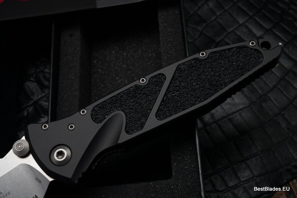 Microtech Socom Elite Single Edge Stonewash Partial Serrated Manual & Black 160-11