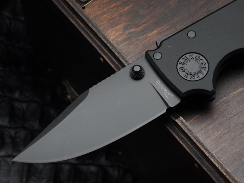 Demko Shark Cub Stealth Black Aluminum Handles & Clip Point DLC 20CV