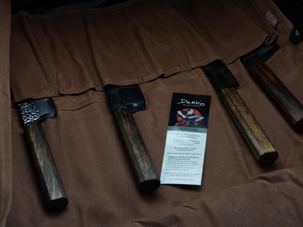 Demko 5 Piece Kitchen Knife Set w/ Japanese Red Oak Handles & VG10 San Mai