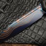 Microtech Marfione Select Cypher II Black w/ Tritium Inlaid Button & S/E Blued Baker Forge Copper-Mai 1241-16MS1