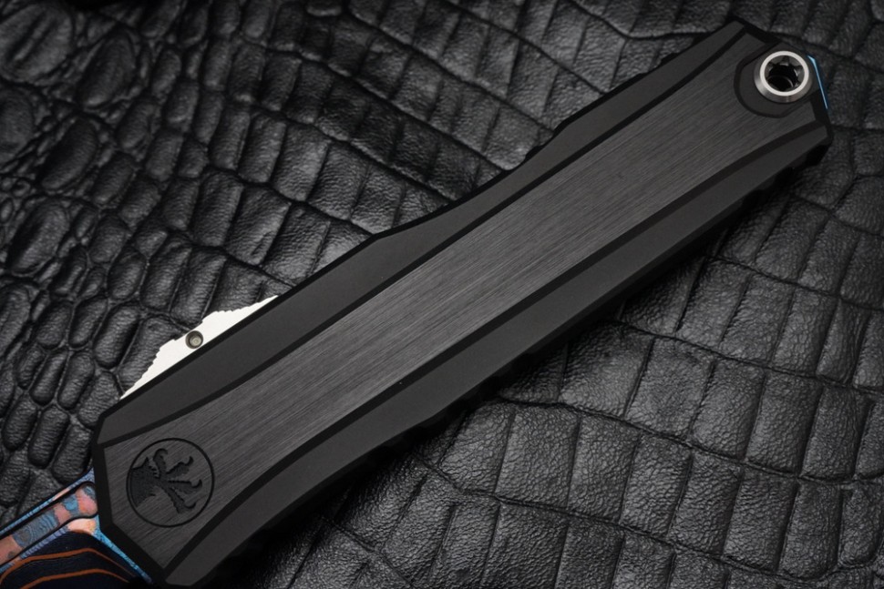 Microtech Marfione Select Cypher II Black w/ Tritium Inlaid Button & S/E Blued Baker Forge Copper-Mai 1241-16MS1