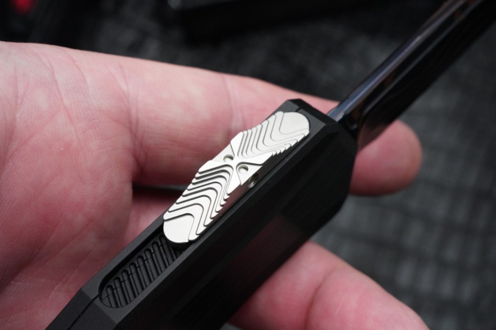 Microtech Marfione Select Cypher II Black w/ Tritium Inlaid Button & S/E Blued Baker Forge Copper-Mai 1241-16MS1