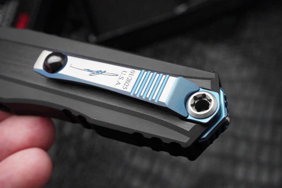 Microtech Marfione Select Cypher II Black w/ Tritium Inlaid Button & S/E Blued Baker Forge Copper-Mai 1241-16MS1