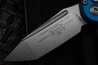 Microtech Knives LUDT Gen III Stonewash Tanto w/ Blue Handle 1136-10BL