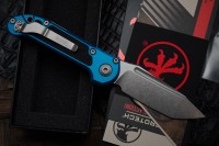 Microtech Knives LUDT Gen III Stonewash Tanto w/ Blue Handle 1136-10BL