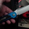 Microtech Knives LUDT Gen III Stonewash Tanto w/ Blue Handle 1136-10BL