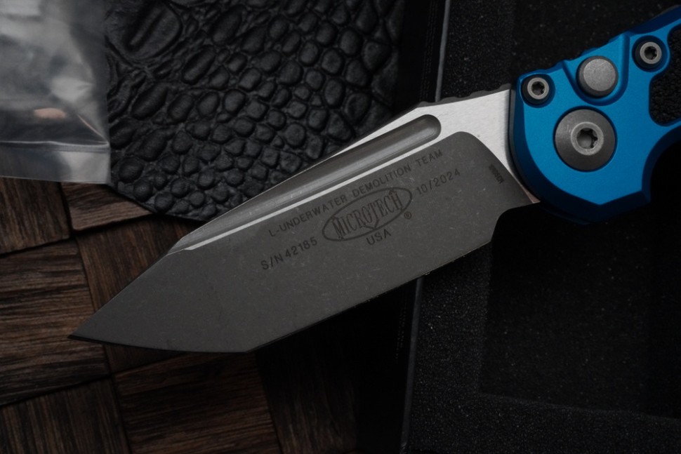 Microtech Knives LUDT Gen III Apocalyptic Tanto w/ Blue Handle 1136-10APBL