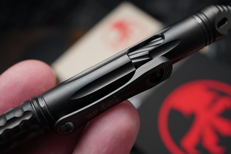 Microtech Kyroh DLC Titanium Pen with Tritium Cap Insert 