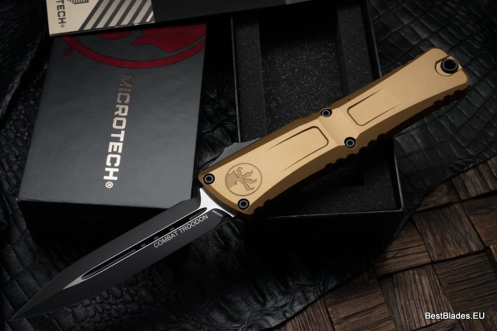 Microtech Knives Combat Troodon Gen III Black Double Edge w/ Tan Handle 1142-1TA