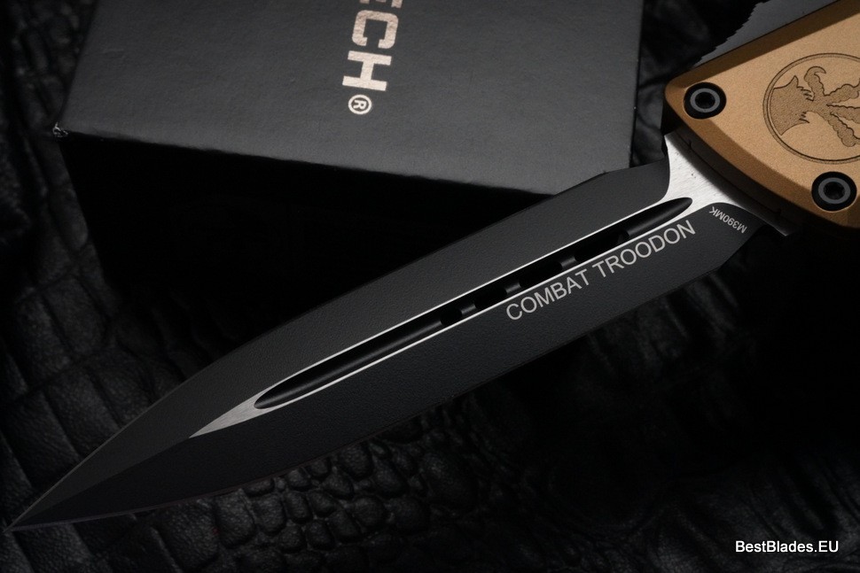 Microtech Knives Combat Troodon Gen III Black Double Edge w/ Tan Handle 1142-1TA