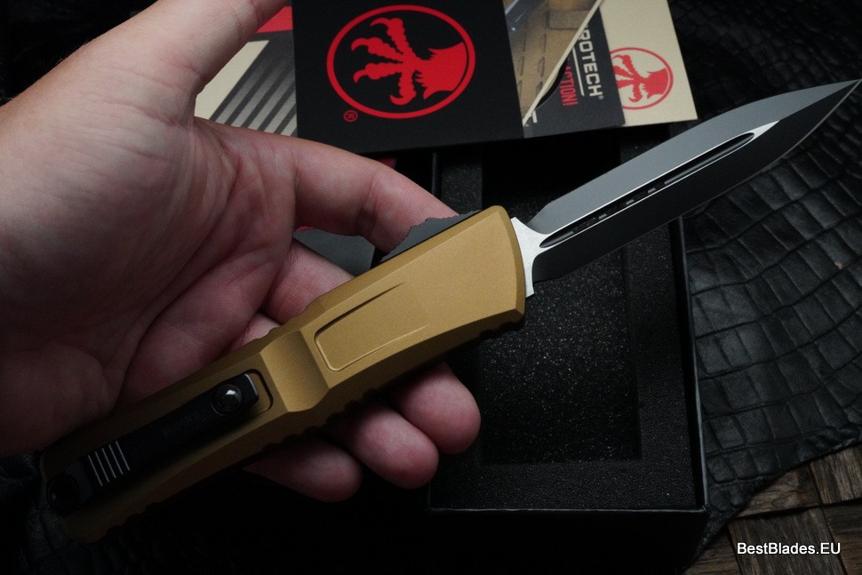 Microtech Knives Combat Troodon Gen III Black Double Edge w/ Tan Handle 1142-1TA