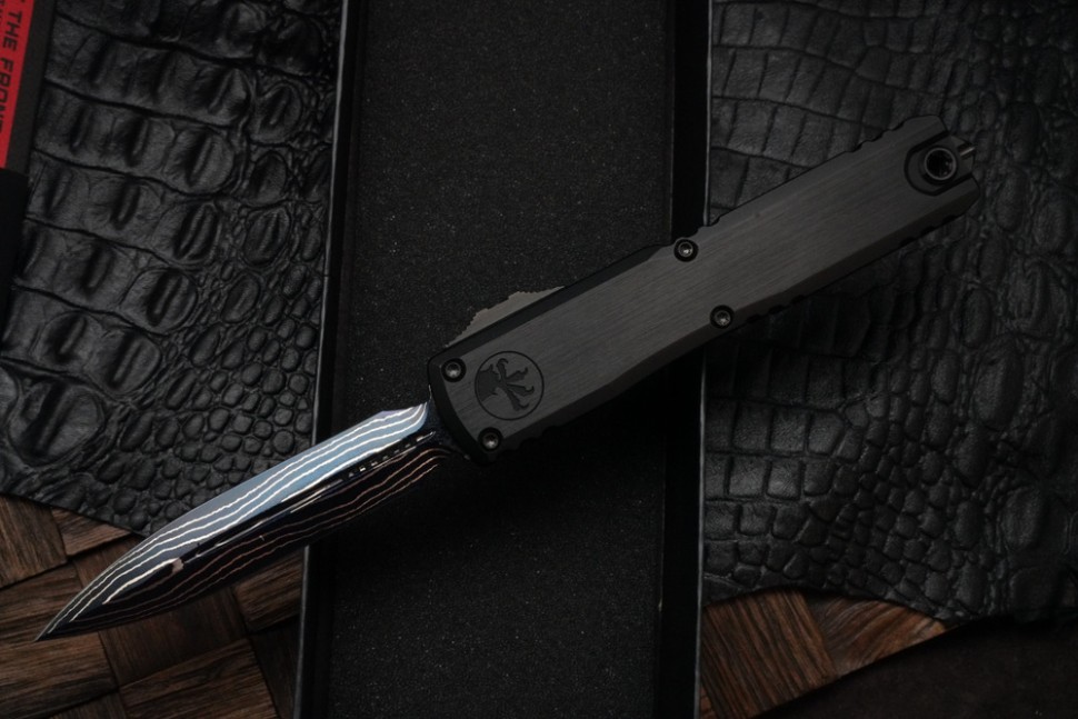 Microtech Marfione Select Ultratech ZBP D/E Blue Baker Forge IceStorm w/ Hefted Black Handle & Blue Accents 1122-16MS2