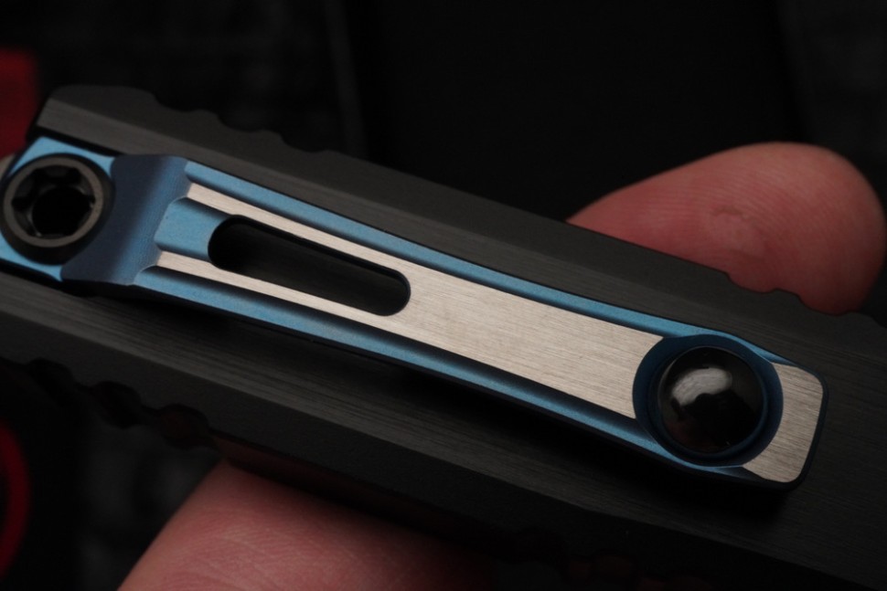Microtech Marfione Select Ultratech ZBP D/E Blue Baker Forge IceStorm w/ Hefted Black Handle & Blue Accents 1122-16MS2