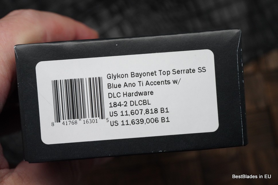 Microtech Glykon DLC Bayonet Part Serrated w/ Blue Anodized Accents Signature Series 184-2DLCBL