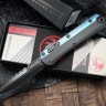 Microtech Glykon DLC Bayonet Part Serrated w/ Blue Anodized Accents Signature Series 184-2DLCBL