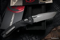 Microtech Amphibian RAM LOK Black Fluted G-10 &amp; Apocalyptic M390MK 137RL-10APFLGTBK