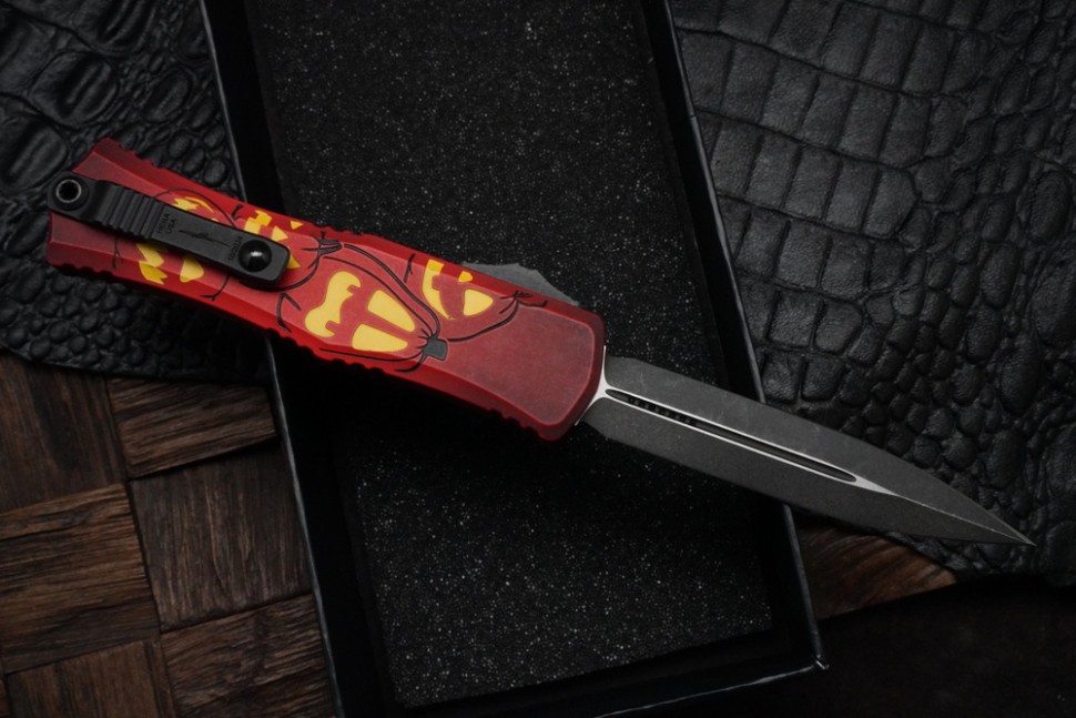Microtech Knives Mini Hera Jack-o'-Lantern Halloween D/E M390MK Signature Series 1702M-1HWJLS
