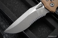 Microtech Amphibian RAM LOK Tan Fluted G-10 &amp; Partial Serrated Apocalyptic M390MK 137RL-11APFLGTTA