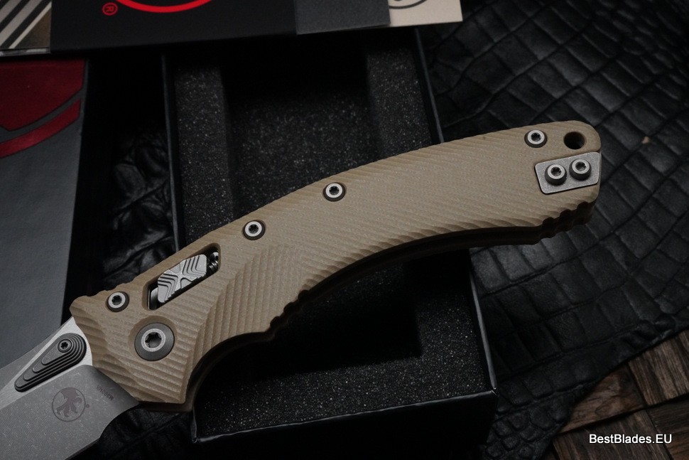 Microtech Amphibian RAM LOK Tan Fluted G-10 & Apocalyptic M390MK 137RL-10APFLGTTA