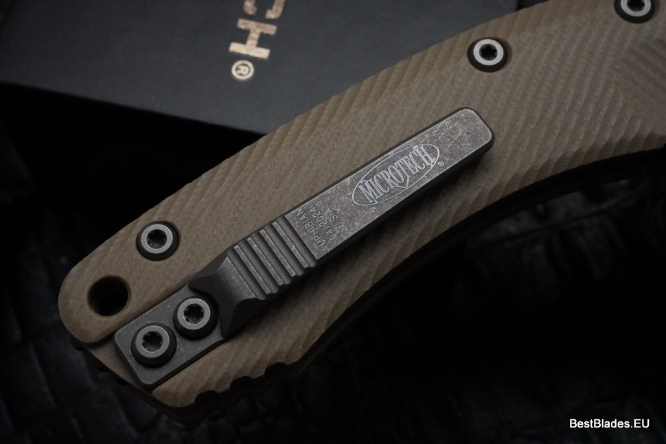 Microtech Amphibian RAM LOK Tan Fluted G-10 & Apocalyptic M390MK 137RL-10APFLGTTA