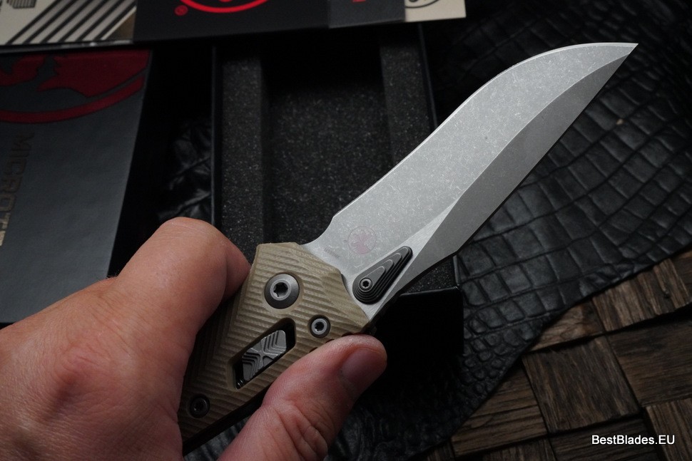 Microtech Amphibian RAM LOK Tan Fluted G-10 & Apocalyptic M390MK 137RL-10APFLGTTA