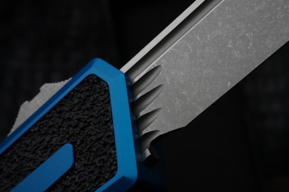 Microtech Scarab 2 Gen 3 Blue Handles w/ S/E Spine Fluted Apocalyptic M390MK 1278-10APBL