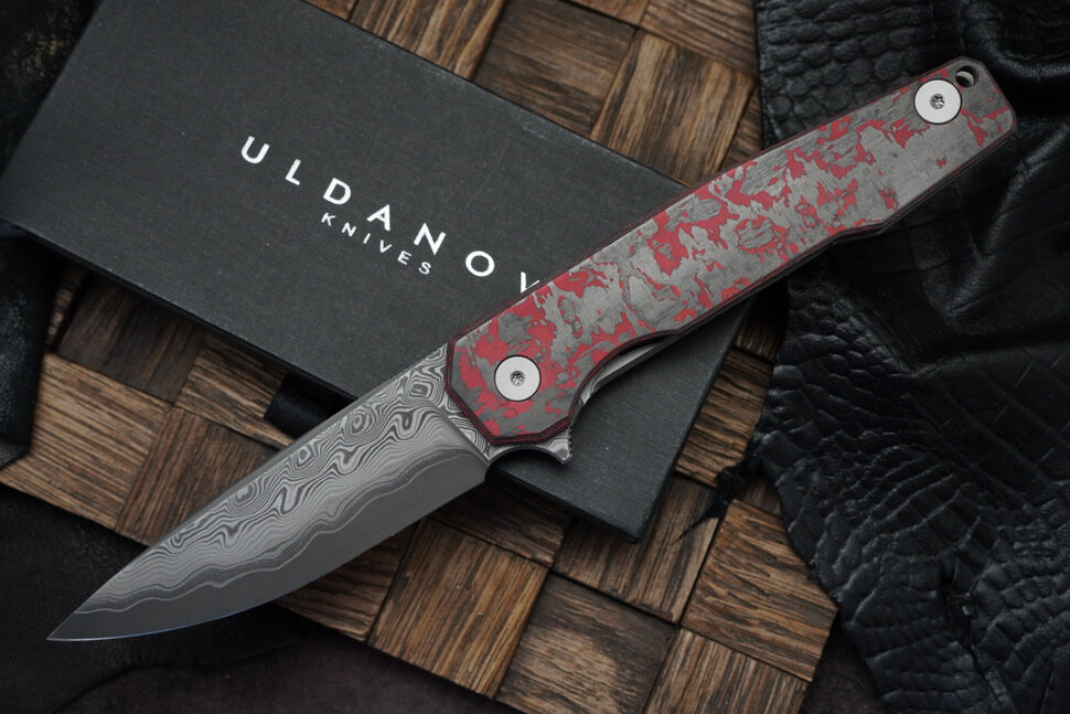 Uldanov R1 custom knife (Rex121 Laminated, Ti, Carbonfiber, Timascus)