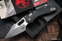 Microtech Knives Manual Stitch RAM LOK Fluted Black G-10 &amp; Partial Serrated M390MK Apocalyptic Standard 169RL-11APFLGTBK