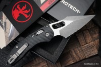 Microtech Knives Manual Stitch RAM LOK Fluted Black G-10 &amp; Partial Serrated M390MK Apocalyptic Standard 169RL-11APFLGTBK