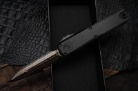 Microtech Marfione Select Ultratech ZBP D/E Baker Forge TigerMai w/ Hefted Black Handle &amp; DLC Accents 1122-16MS1