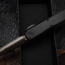 Microtech Marfione Select Ultratech ZBP D/E Baker Forge TigerMai w/ Hefted Black Handle & DLC Accents 1122-16MS1
