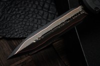 Microtech Marfione Select Ultratech ZBP D/E Baker Forge TigerMai w/ Hefted Black Handle &amp; DLC Accents 1122-16MS1