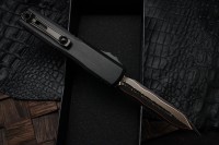 Microtech Marfione Select Ultratech ZBP D/E Baker Forge TigerMai w/ Hefted Black Handle &amp; DLC Accents 1122-16MS1