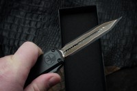 Microtech Marfione Select Ultratech ZBP D/E Baker Forge TigerMai w/ Hefted Black Handle &amp; DLC Accents 1122-16MS1