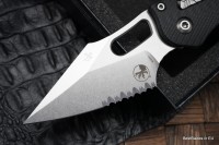 Microtech Knives Manual Stitch RAM LOK Fluted Black G-10 &amp; Partial Serrated M390MK 169RL-11FLGTBK